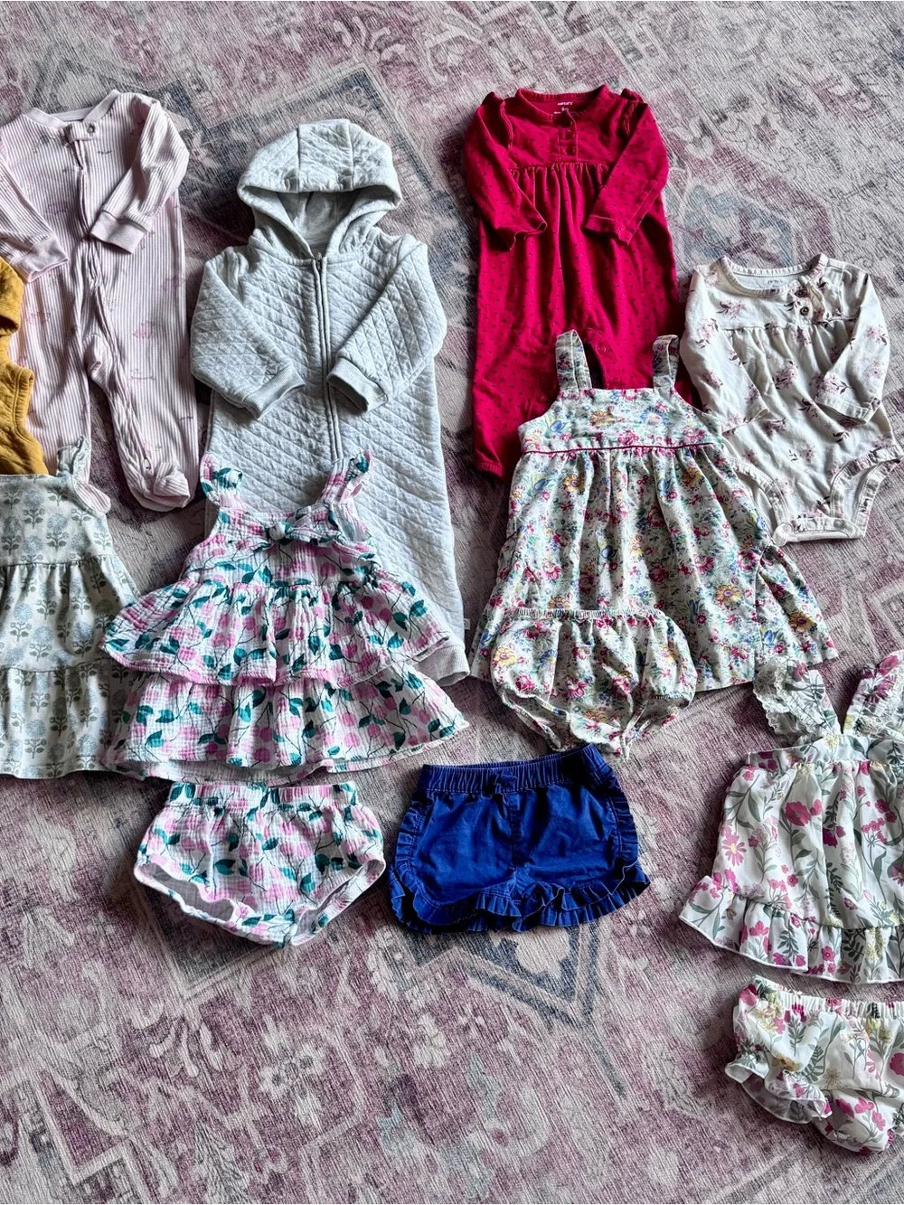 Baby Girl Clothing Lot 9M Floral Dresses Rompers Bloomers Shorts